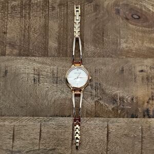 Anne Klein Rose Gold and White Slim Bracelet Watch